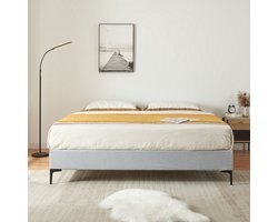 Tweepersoonsbed Lilla met bedbodem 140x200 cm lichtgrijs [en.casa]