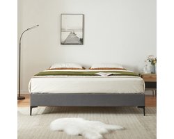 Tweepersoonsbed Lilla met bedbodem 160x200 cm donkergrijs [en.casa]