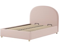 Tweepersoonsbed Maeva - 140x200cm - met opbergruimte - roze - Vipack - Gestoffeerde tweepersoonsbedden - Roze - Hout; Polyester - Gestoffeerde tweepersoonsbedden - Tweepersoons - Normaal bed