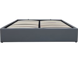 Tweepersoonsbed met opbergruimte bed pvc "Ava" - 140 x 190 cm - Grijs