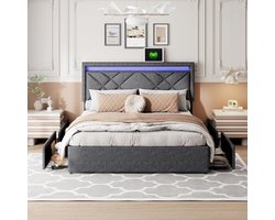 Tweepersoonsbed met opbergruimte en hoofdeinde