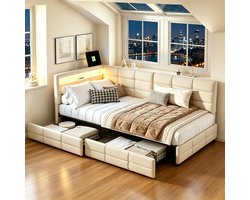 Tweepersoonsbed met opbergruimte – modern en ruimtebesparend，Houten bedframe – massief eiken, natuurlijk en duurzaam