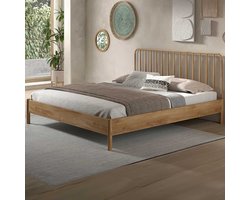 Tweepersoonsbed Olivia - 180x200cm - Eikenhout - Vipack - Tweepersoons Bedkader - Bruin - Hout; MDF Tweepersoons Normaal Bed