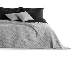 Tweezijdige Bedsprei Zilver Zwart 170x210 cm - Onderhoudsvriendelijk Polyester Sprei