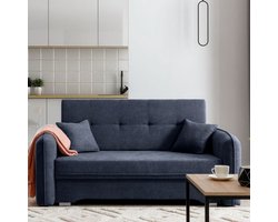 Tweezitbank Met Slaapfunctie Laina | 155 X 105 X 75 Cm | Donkerblauw - Emob - Zitbank - Blauw - Polyester