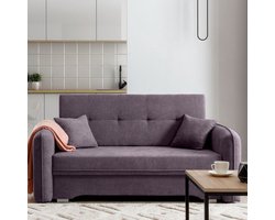 Tweezitbank met slaapfunctie Laina | 155 x 105 x 75 cm | Paars - Emob - Zitbank - Paars - Polyester