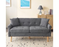 Tweezits Bank, 2-Zits Bank, Modern Ontwerp, Gestoffeerd Meubel, Chenille Stof, Dubbele Bank, Gestoffeerde Bank, Bank Met Dikke Kussens, Geschikt Voor Woonkamer, Slaapkamer, Appartement Enz, Grijs