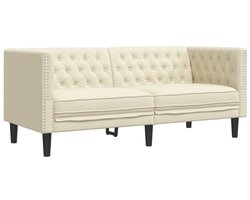 Tweezitsbank | 2-zitsbank Chesterfield-stijl kunstleer crèmekleurig