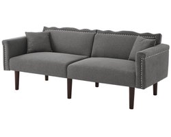 Tweezitsbank, relaxfauteuil, onafhankelijk verstelbare dubbele rugleuningen, metalen afwerking, katoenen linnen stof, schuim met hoge dichtheid