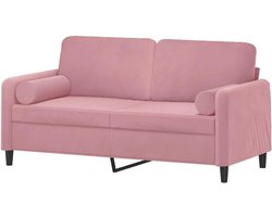 Tweezitsbank Velours - Luxe Bank - Ontspannen Zitten - Zacht Fluweel - 140 cm - Roze