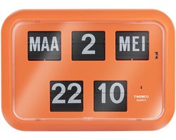 Twemco QD-35 - Flipklok - Oranje - Flip Klok - Nederlandse Datum - 24-uurs tijdsaanduiding - Retro Klok - Wandklok - Tafelklok - Datumklok - Klok Met Datum - Klok Met Dag - Kalenderklok - Digitale Klok - Wandklok Woonkamer - Klok Voor Slechtzienden