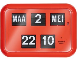 Twemco QD-35, Flipklok - Rood - Nederlandse Datum - 24-uurs tijdsaanduiding - Retro Klok - Wandklok - Tafelklok - Datumklok - Klok Met Datum - Klok Met Dag - Klok Met Dag En Datum - Kalenderklok - Digitale Tijdsaanduiding - Wandklok Woonkamer