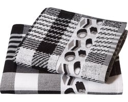 Twentse Damast Hollandse Collectie - Keukentextiel - Keukendoekenset - Katoen - 2 stuks - Zwart Snoep