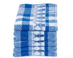 Twentse Damast Keuken Handdoeken - Hollandse Designs - Katoen - Keukendoeken Set - 6 stuks - 50x55 cm - Molen Blauw