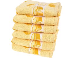 Twentse Damast Keuken Handdoeken - Hollandse Designs - Keukendoeken Set - 6 stuks - 50x55 cm - Kaas Geel