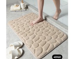 Twenty Two Koraal fleece badkamermat van gebreid stof 40x60cm (beige/taupe) luxe design - douchemat voor bad, douche, zacht en absorberend, antislip mat - badkameraccessoire - geeft je badkamer een luxe uitstraling