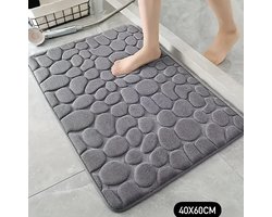 Twenty Two Koraal fleece badkamermat van gebreid stof 40x60cm (grijs/antraciet) luxe design - douchemat voor bad, douche, zacht en absorberend, antislip mat - badkameraccessoire - geeft je badkamer een luxe uitstraling