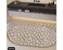 Twenty Two ovaal fleece badkamermat van gebreid stof 50x120cm (beige/rosé) luxe design - langwerpig vorm douchemat voor bad, douche, zacht en absorberend, antislip mat - badkameraccessoire - geeft je badkamer een luxe uitstraling