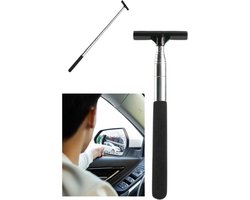 Twenty Two™ Uittrekbare autoruitenwisser - stainless steel met rubber handvat - ruitenwisser voor de spiegels - autospiegel schoonmaken met handige wisser - telescoop wisser - intrekbaar 22cm - uittrekbaar 98cm - zwart/zilver
