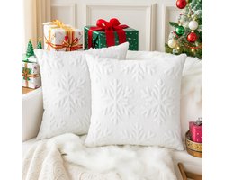 Twenty4seven® Kussensloop Set van 2 Stuks - Kussenhoes Witte Bomen - Kussenhoezen - Winter & Kerst - Kerstdecoratie - 45x45 cm