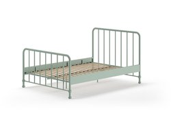 Twijfelaar Bronxx metaal 140x200 - mat olijfgroen - Vipack - Tweepersoons bedkader - Groen - Metaal Tweepersoons Normaal bed