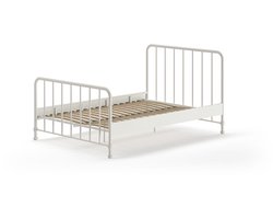Twijfelaar Bronxx metaal 140x200 - mat wit - Vipack - Tweepersoons bedkader - Wit - Metaal Tweepersoons Normaal bed