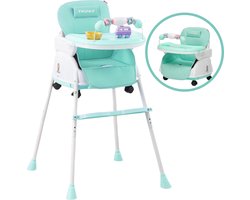 Twinky® Kinderstoel – 2-in-1 Kinderwagen Set – Mint-Groen – Inklapbare Eetstoel & Baby Wagentje en Babystoel Voor Aan Tafel  –  Kinderzetel, Peuterstoeltje en Meegroeistoel  in 1