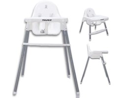 Twinky Kinderstoel ECO - Inklapbaar Eetstoel Baby met Tafel & Tablethouder - 2-in-1 Babystoel & Peuterstoel - Meegroeistoel met Anti Slip Pootjes - Wit