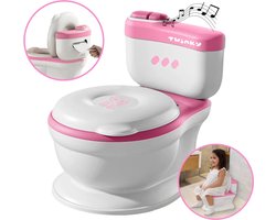 Twinky® Plaspotje – 3-in-1 Toilettrainer met Muziek & Flush knop – voor Kind, Peuter & Baby – Potje met deksel en WC Rolhouder – Toilet Potje peuter – WC Verkleiner – Opstapje