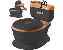 Twinky® Plaspotje – 3-in-1 Toilettrainer met Muziek & Flush knop – voor Kind, Peuter & Baby – Potje met deksel en WC Rolhouder – Toilet Potje peuter – WC Verkleiner – Opstapje