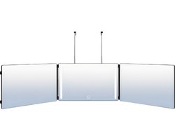 |Twinza®| 360 ° graden spiegel - Multi mirror - SELF Cut Mirror - Make up spiegel met verlichting - Make up spiegel - Reizen - Spiegel met verlichting - in hoogte verstelbare telescopische haken - 360 spiegels met LED-verlichting - Wandspiegel
