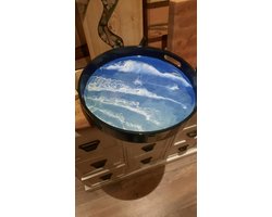 TX-trending Set van 2 Luxe Epoxy Ocean Dienbladen | 30 & 38 cm | Handgemaakt | Diepzee & Strand Effect