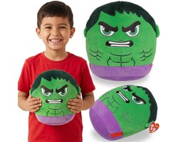 TY MARVEL Hulk - Zacht, decoratief kussen, SQUISHY BEANIES, sierkussen voor in de kamer - ronde mascotte 22cm
