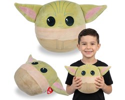 TY Star Wars Baby Yoda GROGU Zacht, decoratief kussen, SQUISHY BEANIES, sierkussen voor in de kamer - ronde mascotte 22cm