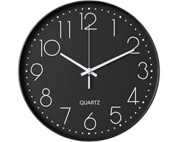 Tyme Wandklok - 30cm Klok modern - Analoog - Stil Uurwerk - Muurklok - Quartz - Zwart Wit