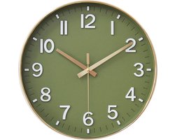 Tyme Wandklok - Goed leesbaar - Stille 30cm Wand Klok Modern - Analoog - Stil Uurwerk - Muurklok - Quartz - Groen Rosé/Goud