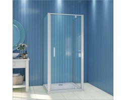 U-douchecabine 80x90x90cm (zijwand: 90cm) draaideur met 2 vast wanden