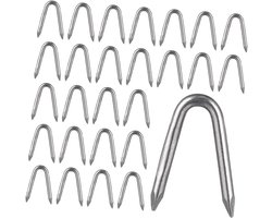 U-vormige Haken - Tuinnagels Netbevestiging - Hekwerk Bevestigen - Roestbestendig Sterk - 2.5X1.5X0.22CM - Zilver