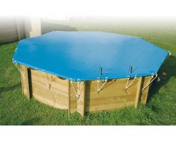 UBBINK Hexagonal 410 winter- en veiligheidsafdekking voor houten zwembad - Blauw - Dikte 550 g