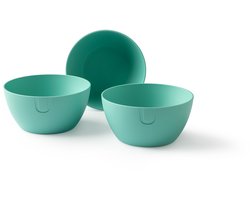 UBITE bio-based bowl (S) - set van 3 - Aquamarine Green - Ø 14 cm - kom/schaal/bak - duurzaam