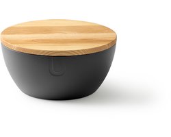 UBITE bio-based saladeschaal/serveerschaal XL inclusief deksel/snijplank - Umber Zwart - duurzaam - 27 cm