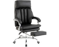 UEV ergonomische bureaustoelen met voetsteun, draaistoelen en bureau- en stoelsets, kantelbaar, in hoogte verstelbaar, ademende stof, geschikt voor de studeerkamer en de slaapkamer, zwart