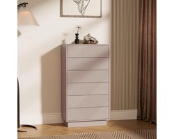 UEV ladekast met 6 laden, speciaal gegraveerd oppervlak met zijdezachte touch, grote opbergruimte, lade met drukknop, voor woonkamer en slaapkamer, 60 x 33,5 x 111 cm, Kasjmier