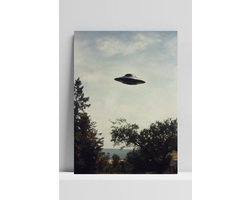 UFO Poster - Sci-Fi Posters - Vintage - Alien - Mysterieus - Metalen Wandbord - Met Ophangsysteem - 3mm Aluminium Dibond - DBS6712WV - Formaat 50 x 70cm