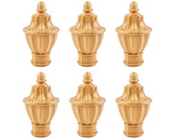 UFURMATE Gordijneindstukken, 6 stuks geel houtpatroon, kunststof gordijnroede, decoratieve eindstukken voor gordijnroedes, geschikt voor roedes met een diameter van 28 mm (trofievorm)