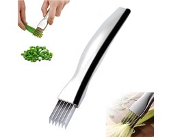 Uiensnijder - Rasp - Snijgereedschap - Groene Uienmes - Roestvrijstalen groene uienmes - keukengereedschap - keukengroentesnijder - voor groenten zoals uien en knoflook - 16*2.3 cm - zilver