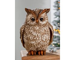 Uil Amalia recht vooruit kijkend 39 cm hoog - figuur interieur - beeld - polystone - decoratie voor binnen - interieurdecoratie - zomercollectie - herfstcollectie - wintercollectie - geschenk - cadeau - gift - verjaardag - Kerst - Nieuwjaar