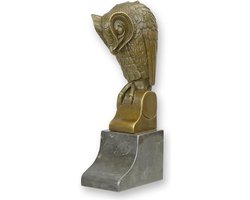 Uil - Bronzen Beeld - Art Deco Brons Beeldje - Kunst Sculptuur - Decoratie - 11x7x25