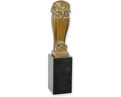 Uil - Bronzen Beeld - Brons Artdeco Beeldje - Kunst Sculptuur - Art Deco Decoratie - 8x8x33