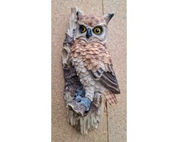 Uil op stam beeld - muurdecoratie - Gedetailleerd - Goud - Losse beelden - Polyresin - Polystone - Tuin - Decoratie - Tuindecoratie - Merchandise - Mancave